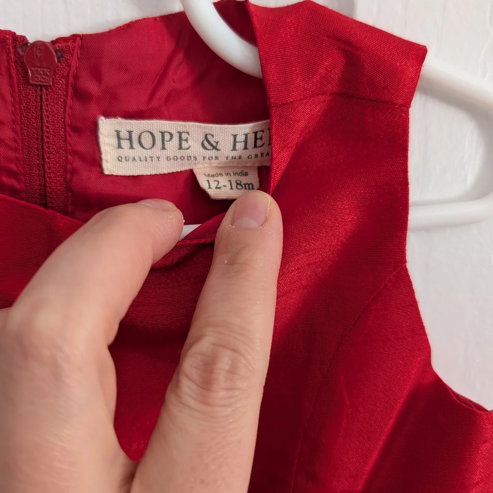 Hope & Henry Girls Holiday Red High Low Dress Size 12-18 Months